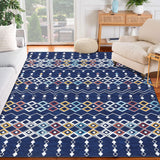Garvee Bohemian Washable Rug 6x9 Geometric Pattern Soft Synthetic Fibers Non-Slip Backing for Living Room Bedroom - Blue