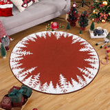 Garvee Christmas Circle Rug 3ft Small Round Rug Washable Indoor Throw Floor Cover Xmas Decorative Area Rug Snowflake Boho Rug Non-Slip Xmas Round Carpet Festival Rug for Living Room Bedroom, Red - Red