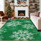 Garvee Christmas Large Area Rug 9x12 Green Machine Washable Low Pile Soft Carpet Non-Slip for Living Room Bedroom Kitchen Dining Home Office Decor - Snowflake|Green