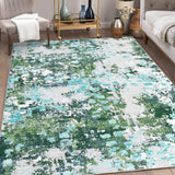Garvee Area Rug Green Multi 9x12 Large Modern Rugs for Living Room Washable Rugs Abstract Office Rug Low Pile Bedroom Rug Modern Carpet Colorful Rug Non Slip Floor Cover Farmhouse Green Indoor Rug - Green Multi