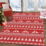 Garvee Christmas Machine Washable Area Rugs Christmas Tree and Deer Pattern Boho Carpet Rug Foldable Decorative Accent Rug Farmhouse Dining Table Rug Bedroom Decor Floor Carpet, 3x5 Feet - Christmas Boho