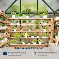 Garvee Heavy Duty 6x4 FT Walk-In Polycarbonate Greenhouse – Reinforced Aluminum Frame, Double Swing Doors, Quick Setup, Roof Ventilation – Ideal for Garden Plants and Year-Round Growing – Green