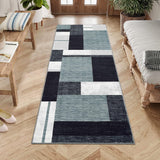 Garvee Entryway Rug 2x6 Runner Rug Washable Kitchen Rug Modern Block Pattern Rugs for Bedroom Indoor Rugs for Hallway Patchwork Pattern Area Rugs Geometric Floor Cover Grey - Gray