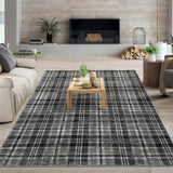 Garvee Plaid Grey 6x9 Washable Modern Rugs, Soft Low Pile Rug Living Room Rug Foldable Plaid Indoor Carpet for Bedroom Study Room - Gray