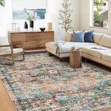 Garvee 10x13 Area Rugs Vintage Retro Faux Wool Low Pile Non Slip Carpet for Living Room Bedroom Dining Room Green Brown - Green/Brown