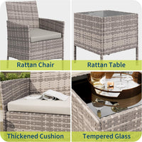 Garvee Patio Porch Furniture Sets 3 Pieces PE Rattan Wicker Chairs with Table Outdoor Garden Furniture Sets