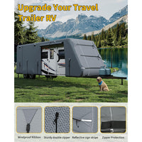 Garvee Travel Trailer RV Cover 7-Layer Heavy-Duty Camper Cover 24'-27' with Windproof Straps & Tire Covers, Waterproof, UV Resistant