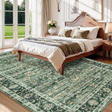 Garvee Vintage Style Area Rugs Non-Slip Reversible Machine Washable Rug for Living Room Bedroom Green 10x13ft - Green