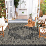 Garvee Outdoor Rug 5x8 Vintage Boho Waterproof Patio Carpet Black for Indoor Outdoor Use - Black