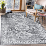 Garvee Machine Washable Rug Grey 8x10 Area Rugs for Living Room Bedroom Large Indoor Carpet Boho Area Rug Oriental Rug Boho Distressed Area Rug for Bedroom Kitchen Home Office - Gray