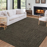 Garvee 5' x 7' Printed Braided-Style Area Rug, Washable Low-Pile Rug with Non-Slip TPR Backing for Living Room, Bedroom & Dining Room, Dark Brown - Dark Brown