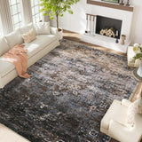 Garvee 10x13 Area Rug for Living Room, Ombre Vintage Distressed Washable Non-Slip Bedroom Rug, Ultra-Thin Soft Large Area Rug for Bedroom Dining Room, Brown Multi - Brown Multi