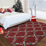 Garvee Christmas Decor Area Rug 8x10 Red Modern Foldable Soft Non-Shedding Washable Low Pile Indoor Holiday Carpet for Living Room & Bedroom - Red