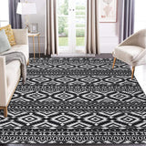 Garvee 8x10 Large Area Rug Washable Non Slip Rug Distressed Geometric Floor Carpet Stain Resistant Accent Throw Rug for Bedroom Living Room Office Contemporary Black Rug Modern Area Rug - Black