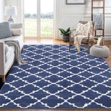 Garvee Bedroom Area Rug 4x6 Moroccan Trellis Rug Non-Shedding Tufted Rug Ultra Soft Textured Rug Modern Geometric Area Rug Non-Slip Floor Carpet for Living Room Bedroom, Blue - Blue