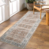 Garvee Runner Rug for Hallways Kitchen, 2x6 Washable Runner Rugs with Rubber Backing Non Slip Floral Carpet for Hallways Kitchen Laundry Bedroom Bathroom, Brown - Brown