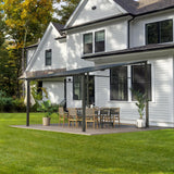 Garvee 10'x12' Lean-To Hardtop Gazebo - Aluminum Frame Wall Pergola for Patio & Lawn, Space-Saving Outdoor Shelter Grey