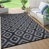 Garvee Outdoor Black & Grey 6x9 Plastic Straw Rug, Checkered Rug Indoor Outdoor Rugs Porch Rug Patio Rug Reversible Outdoor Carpet Outside Rug RV Mat 6x9 Patio Waterproof Rug - Black & Gray