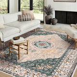 Garvee Area Rug | Rugs for Living Room | Washable – 8x10 Boho Vintage Floral Area Rugs, Soft Faux Lamb Velvet Rug & TPR Non-Slip Backing Carpet for Bedroom,Bathroom, Dining Room, Kitchen, Entryway & Office - Green