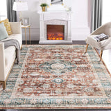 Garvee 8x10 Area Rugs for Living Room Vintage Washable Rug Boho Floral Area Rugs for Bedroom Non Slip Backing Throw Carpet Oriental Rustic Accent Rug Lightweight Carpet for Bedroom Dining Office - Red