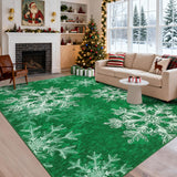 Garvee Green Living Room 8x10 Snow Washable Christmas Decor Area Rug Soft Non Shedding Floorcover - Snowflake|Green