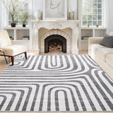 Garvee 10x13 Area Rugs Grey - Washable, Non-Slip Low-Pile Carpet for Living Room, Bedroom, Dining Room - Gray