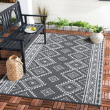Garvee Outdoor Grey & White 8x10 Reversible Mats, Plastic Straw Rug, Modern Area Rug, Large Floor Mat for Outdoors, RV, Patio, Backyard, Deck, Picnic, Beach, Trailer, Camping, Porch, Balcony - Gray & White