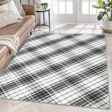 Garvee Area Rugs 5x7 Rugs for Living Room Modern Plaid Washable Rug Indoor Soft Bedroom Rug Low Pile Non Slip Cross Lines Print Carpet Foldable Thin Rug for Dining Room Home Office Nursery Black - Black Gray
