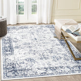 Garvee Area Rug 6x9 Non Slip Washable Low Pile Vintage Distressed Rug for Living Room Dining Room Dorm Room, Blue - Blue