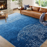 Garvee Washable Area Rug 5x7 Rug Solid Ombre for Living Room Bedroom Modern Stain-Resistant Non Slip Soft Office Carpet for Dining Room Entryway Home Desk Decor Nursery Boys Room,Blue - Blue