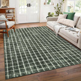 Garvee Scalloped Area Rug 6x9 Washable Green Indoor Soft Carpet Non Slip Low Pile for Bedroom Living Room Dining Room Nursery - Green