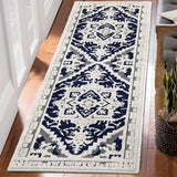 Garvee Vintage Medallion Textured Area Rug for Living Room Traditional Indoor Low Pile Floor Cover Non Slip Backing Non-Shedding Throw Carpet for Bedroom Dining Room Home Office Floor Decor - Blue