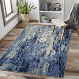 Garvee Large Living Room Area Rug 10x13 Modern Abstract Area Rug for Bedroom Non Slip Stain Resistant Throw Carpet Dining Room Rug Low Pile Contemporary Area Rug for Home Office, Blue - Blue