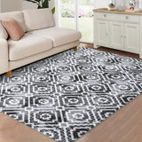 Garvee Washable Area Rug Modern Geometric Living Room Rug Non-Slip Stain Resistant Contemporary Moroccan Accent Rug Indoor Floor Carpet for Bedroom Entryway Laundry Room, 4' x 6', Grey - Gray