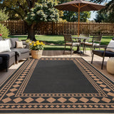 Garvee Black Brown Modern Area Rug Washable Non Shedding 9x12 Bedroom Living Room Floorcover - Black & Brown