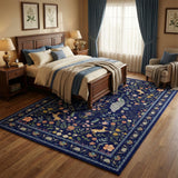 Garvee Floral 5x7 Area Rugs Washable Soft Indoor Non-Slip Low Pile Blue for Living Room Bedroom Nursery - Blue