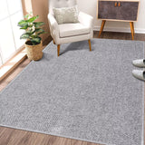 Garvee Boho Area Rug 3x5 Solid Entryway Mat Washable Rug Indoor Low Pile Area Rug Casual Contemporary Solid Easy-Cleaning Bedroom Kitchen Living Room Rug Non-Slip Foldable Accent Rug Light Grey - Light Gray