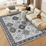 Garvee Area Rug Washable Rugs for Living Room Distressed Vintage Trellis Area Rug for Bedroom Oriental Tribal Office Rug Low Pile Neutral Soft Nursery Rug Stain Resistant Floor Cover 8'x10' Grey - Gray