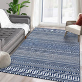 Garvee Boho Machine Washable Area Rug Blue 3x5 Small Rug Geometric Farmhouse Rug Mat Stain Resistant Non-Slip Area Rug Mat for Living Room Bedroom - Blue