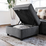 Garvee Storage Ottoman Modular Reversible Chaise Module Couch Convertible Bench Sectional Free Configuration Ottoman for Living Room & Bedroom Grey 26" D x 26" W x 17" H - Grey