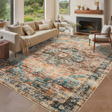 Garvee 10x13 Washable Vintage Living Room Area Rug Non-Slip Green&Brown - Green/Brown