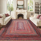 Garvee 9x12 Washable Area Rug Pink Braided Printed Accent Rug Indoor Living Room Bedroom Low Pile Non-Slip Backing - Pink Multi