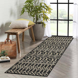 Garvee Indoor/Outdoor Runner Rug 2'3"x7'3" Moroccan Geometric Non-Shedding Black for Patio Deck Porch - Black
