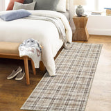 Garvee Plaid Beige 2x6 Modern Trellis Washable Runner Rug, Farmhouse Rug Non Slip Kitchen Runner Rugs Bath Mat Tartan Soft Area Rug for Bedroom Throw Rugs for Hallway Laundry Room Entryway Rug - Beige