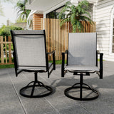 Garvee Outdoor Swivel Dining Chairs with Textilene Breathable Back, Swivel Patio Dining Chairs Set of 2, SwivelPatio SlingChairs Set for Poolside Lawn Garde, Dark Grey - Dark Grey