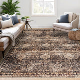 Garvee 5x7 Washable Area Rug Boho Large Vintage Soft Rug for Living Room Bedroom Brown & Coffee Non Slip Stain Resistant - Brown&Coffee