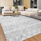 Garvee Area Rugs 8x10 Large Boho Rug Washable Rug Bedroom Rug Geometric Rug Non-Slip Non-Shedding Rugs, Grey Distressed Rugs Large Accent Carpet for Kitchen Dining Room Dorm Office - Gray