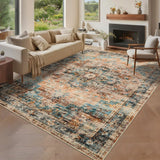 Garvee 8x10 Washable Vintage Living Room Area Rug Non-Slip Green & Brown Large Indoor Carpet - Green/Brown