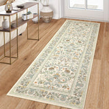 Garvee Washable 2x6 Runner Rug Non Slip Low Pile Floral Bird Design Beige for Kitchen Hallway Living Room Nursery - Beige