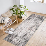 Garvee Rugs For Living Room 2x6ft, Machine Washable Vintage Area Rugs With Non-Slip Backing, Soft Short Pile Carpet For Bedroom Kitchen Hallway Office, Multi-Color - Gray